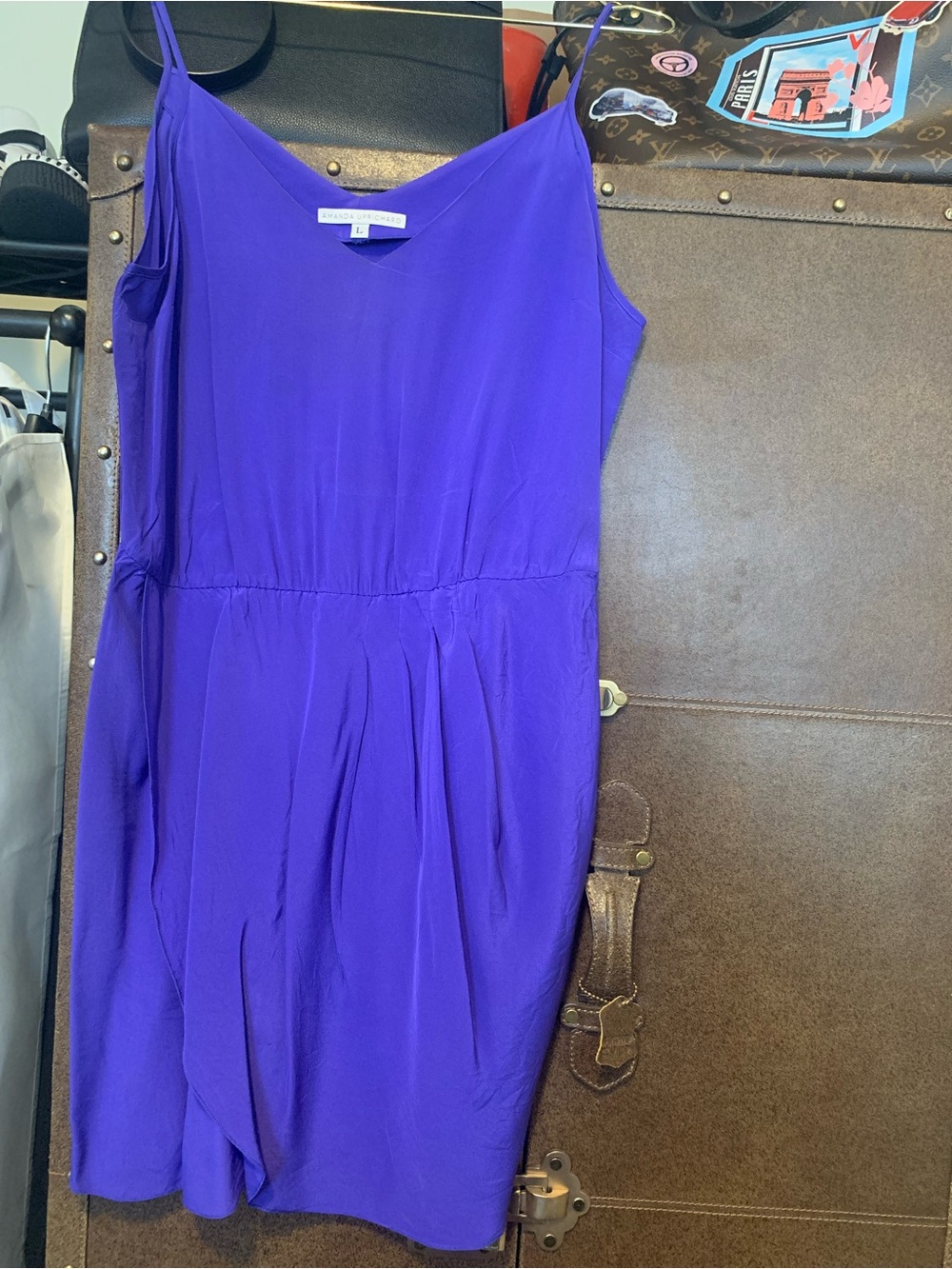 Amanda Uprichard Royal Purple V-Neck Midi Dress